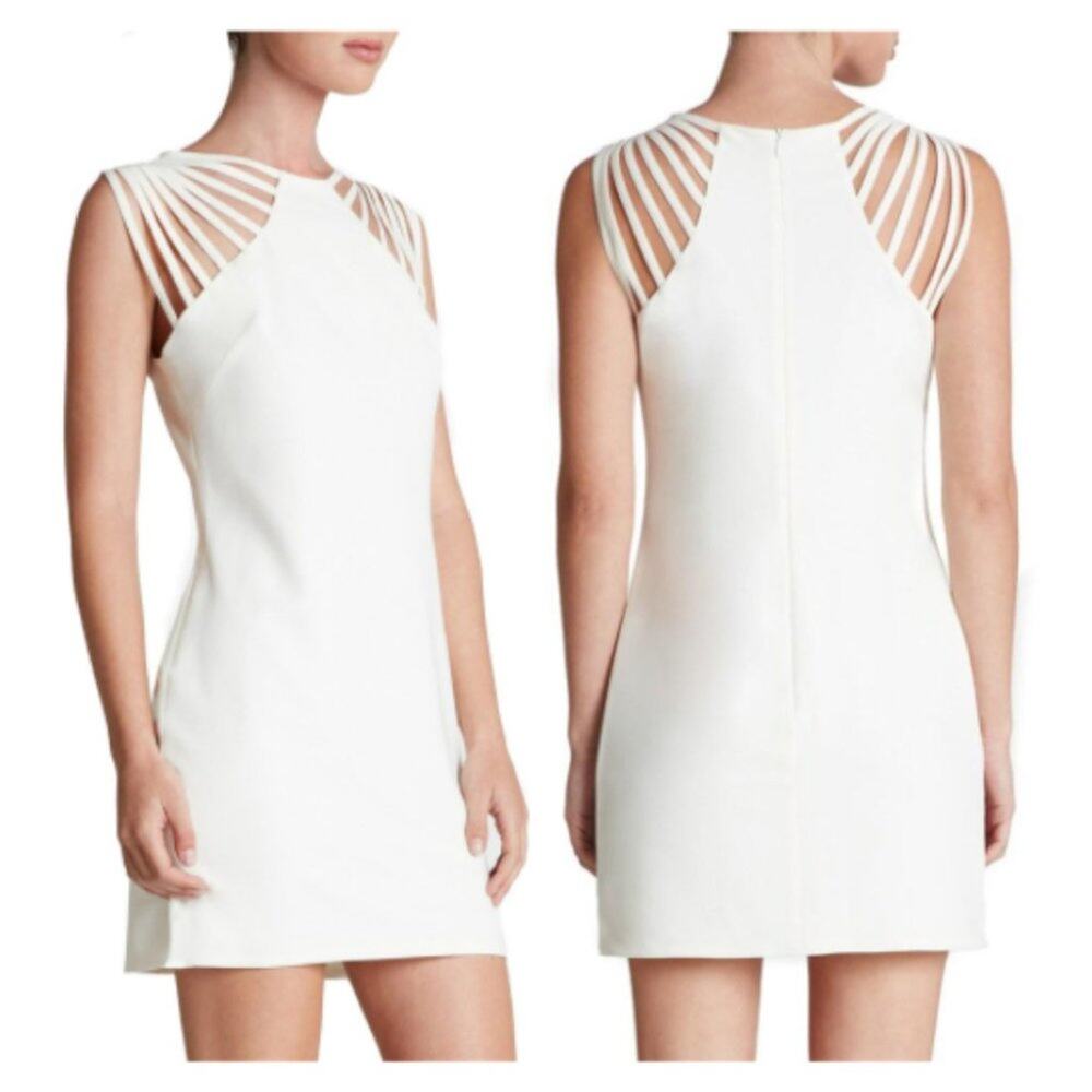 Dress the Population Cora White Strappy Shoulder Sheath Mini Dress
